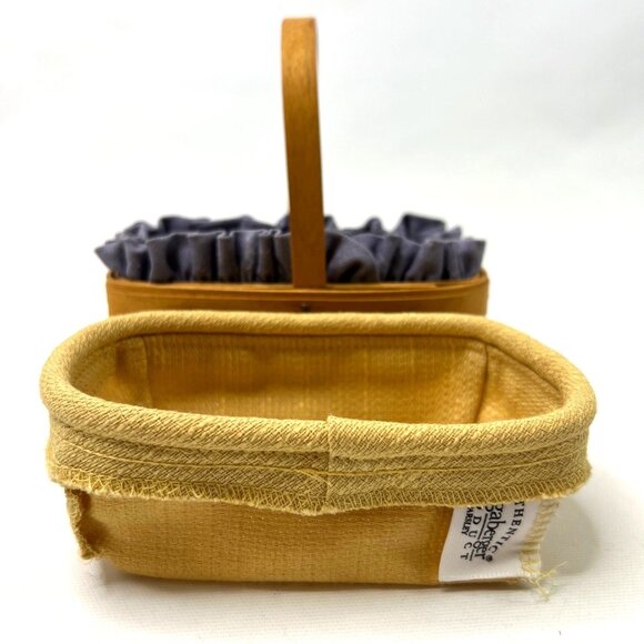 Vintage 2000 Longaberger Small Basket Extra Liner Chambray Yellow w/ Protector - Picture 9 of 11